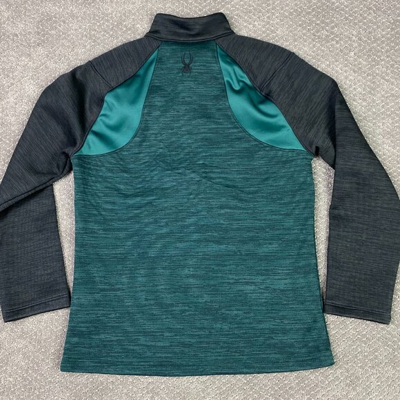 Spyder Encore 1/2 Zip Jacket Sweater Men's Medium Green Black Half 1/4 Zip - Picture 3 of 10